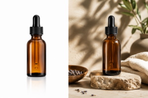 Comparativa visual entre fotos de producto con fondo blanco y fotos ambientadas para ecommerce